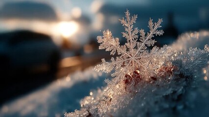 Detailed snowflake winter landscape - Powered by Adobe