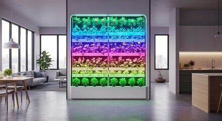 Indoor Vertical Garden: Smart Home Herb Growing System with LED Lighting