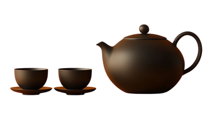Minimalist tea set isolated on a transparent background featuring clean lines and simple elegance for modern design projects
