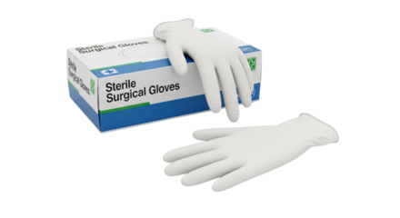 Sterile surgical gloves isolated on transparent background