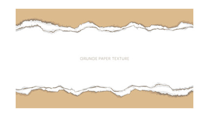 Torn Paper Edges Texture Background Vector, Creative Layout with Space for Text and Design Element, Brown and White Tones