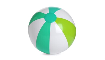 Vibrant beach ball against white background
