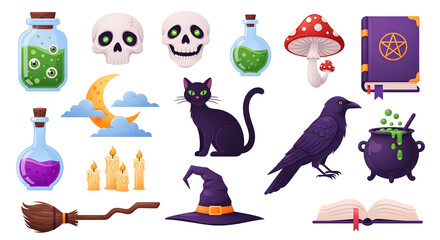 Halloween icons and elements for spooky celebrations and spooky season design