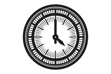 Round Time Clock with Hour Minutes Hands on White Background Minimal Style