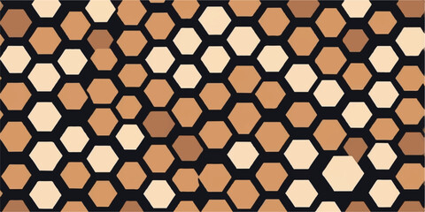 Vector geometric honeycomb seamless pattern with yellow hex shapes, a grid design for a business or art backdrop