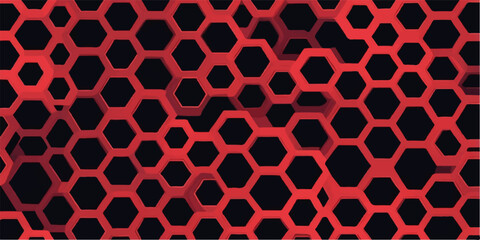 Seamless red and white hearts geometric honeycomb pattern design