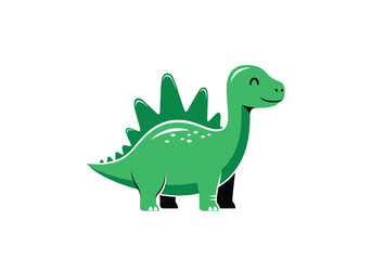 Fototapeta premium A delightful green dinosaur with spikes on its back standing on a white background