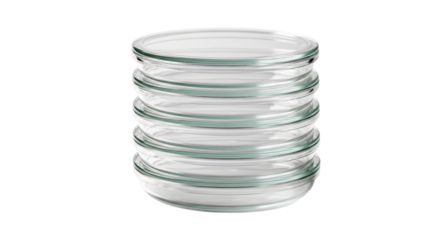 Stack of petri dishes isolated on transparent background