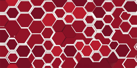 A sleek, red seamless hexagonal honeycomb pattern with a metallic grid texture