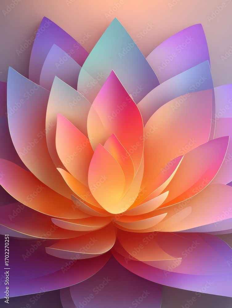 Aufkleber colorful layered lotus flower design with gradient colors creating a serene and artistic visual appe