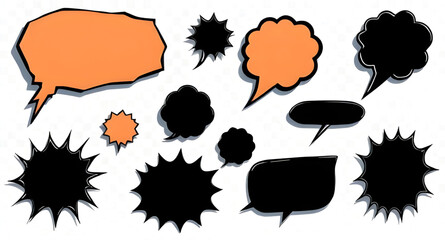 empty comic balloons, bubble shapes set, comic style speech bubbles, blank speech bubble set, comic sound effect bubbles, doodle speech bubbles, cartoon thought clouds, speech balloon icons, comic exc