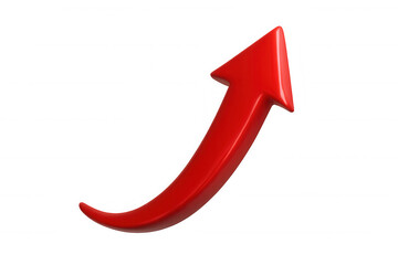 Shiny red arrow pointing upward symbolizing growth, progress, and success with transparent background