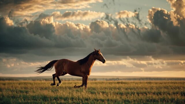 horse in a field, AI generated video