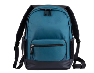 Backpack with zipper pockets isolated on transparent background