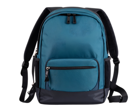 Backpack with zipper pockets isolated on transparent background