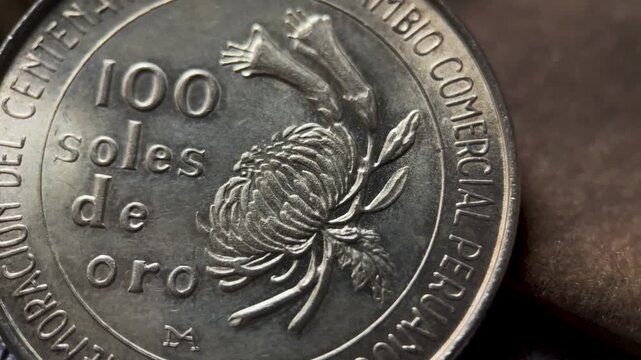 Peruvian silver coins a commemorative peruvian one hundred soles de oro coin stands out beautifully.