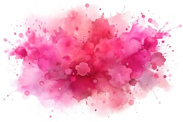 Watercolor splash of pink hues isolated on white background for artistic design
