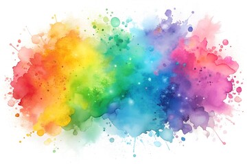 Watercolor rainbow splash isolated on white background, vibrant and colorful