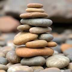 “Harmonious Pyramid of Smooth River Stones”