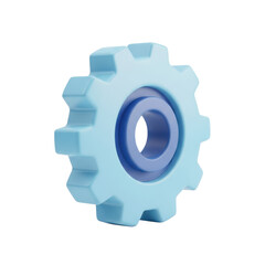 3d light blue gear cogwheel isolated on transparent background representing mechanics and industry
