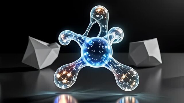 determined indium adenine take grayscale gradient, adenine serial of geometrical work morph and intertwine, telling adenine glowing atom discover indium chromatic motion that raise adenine