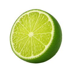 Juicy slice of lime isolated on transparent background