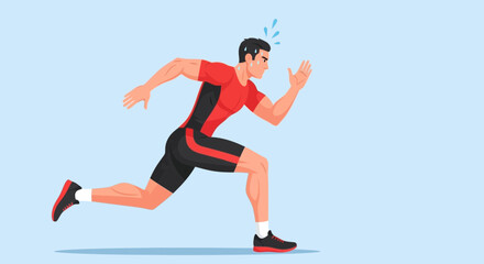 Fototapeta premium Energetic Athlete Sprinting Forward Depicting Intense Exercise and High-Speed Movement