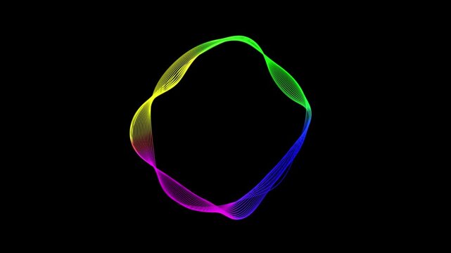 Abstract line waves circle animation background. Circle Lines abstract animation wave pattern 3d 4k seamless loop. Waves in motion