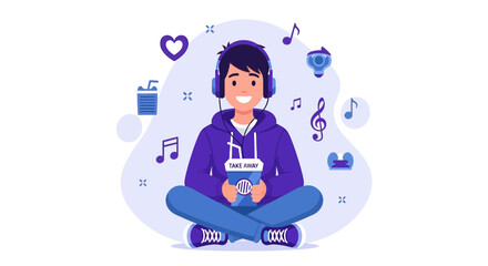 Fototapeta premium Enjoying Music And Snacks: A Chill Lifestyle For Trendy Young Person