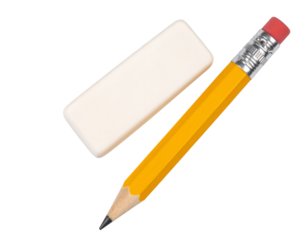 Pencil and eraser isolated on transparent background