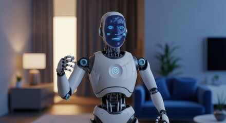 Advanced Humanoid Robot in Modern Living Room