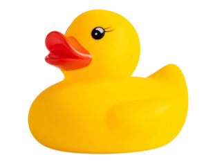 Rubber duck toy isolated on transparent background