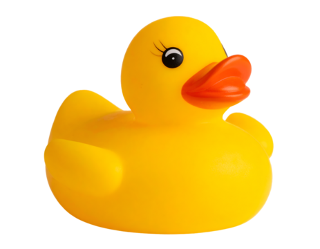 Rubber duck toy isolated on transparent background
