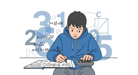 Focused Learner, Engaging In Mathematical Calculations, Solving Equations, And Using Calculators
