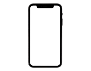 Smartphone with blank screen isolated on transparent background