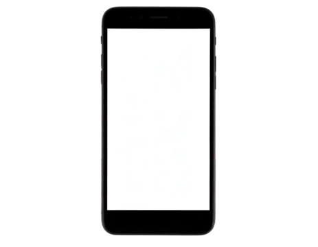 Smartphone with blank screen isolated on transparent background