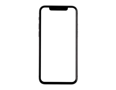 Smartphone with blank screen isolated on transparent background