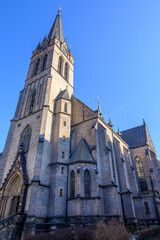 Fototapeta premium Neo-Gothic Church of St. Prokop on Sladkovskeho square in Zizkov district of Prague, Czech Republic