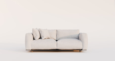 Modern White Sofa with Soft Cushions