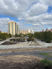 Construction of a city park.