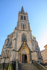 Neo-Gothic Church of St. Prokop on Sladkovskeho square in Zizkov district of Prague, Czech Republic