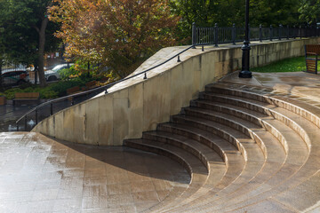  Curved Stone Staircase in a City Park