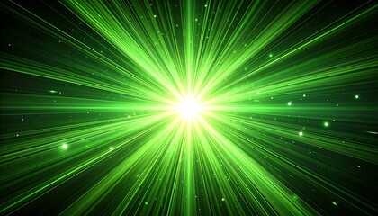 Obraz premium Green Laser Burst Abstract Background.