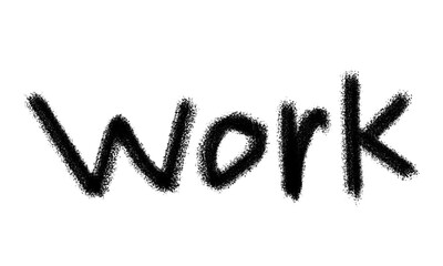 The word work in black chalk isolated on transparent background