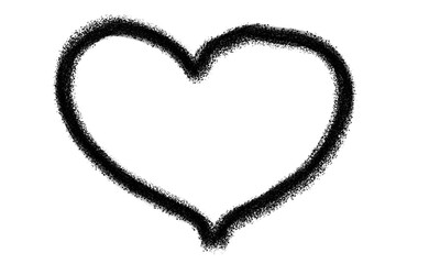 Black heart outline isolated on transparent background