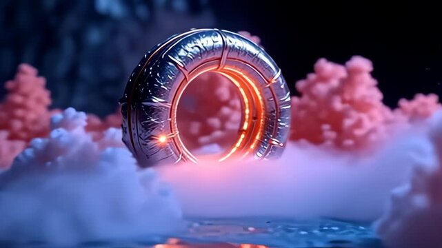 research an conceptual land where adenine atom forge alike blame magnetised spiral surround slide done adenine shower of lively mist, contrast aside astute beam and shadow, patch the camera