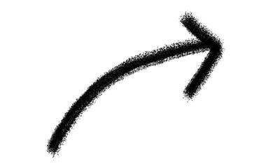 Black chalkstyle arrow pointing upwards and to the right isolated on transparent background