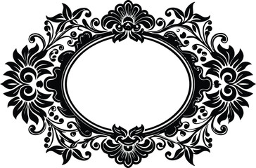 abstract floral frame border corner ornament art vector silhouette illustration