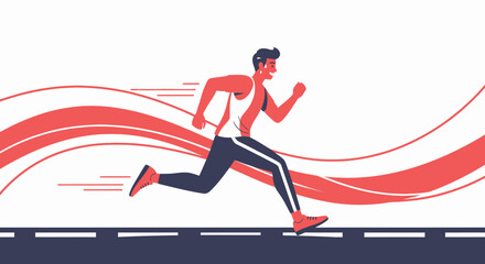 Illustration of a Running Athlete Expressing Motion and Energy in a Dynamic Composition