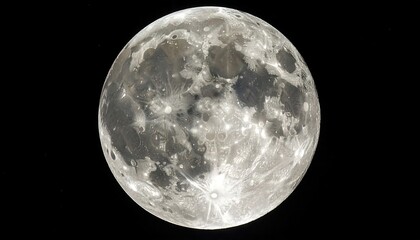 Obraz premium A detailed, close-up shot of the full Moon, revealing its craters, textures, and illuminated surface against a black background